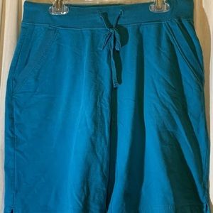 Kim Rogers Petite Blue Shorts Womens PS Tie Closure Pocket Relaxed Elastic Waist